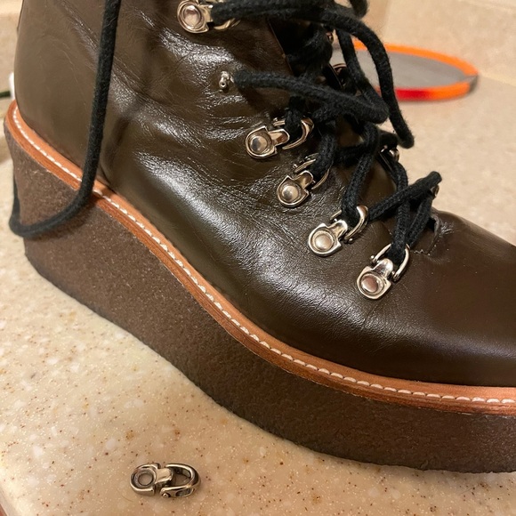 Jeffrey Campbell “Free People” Viajar Olive-Brown Leather Wedge Ankle Boot Sz 8 - Picture 9 of 11